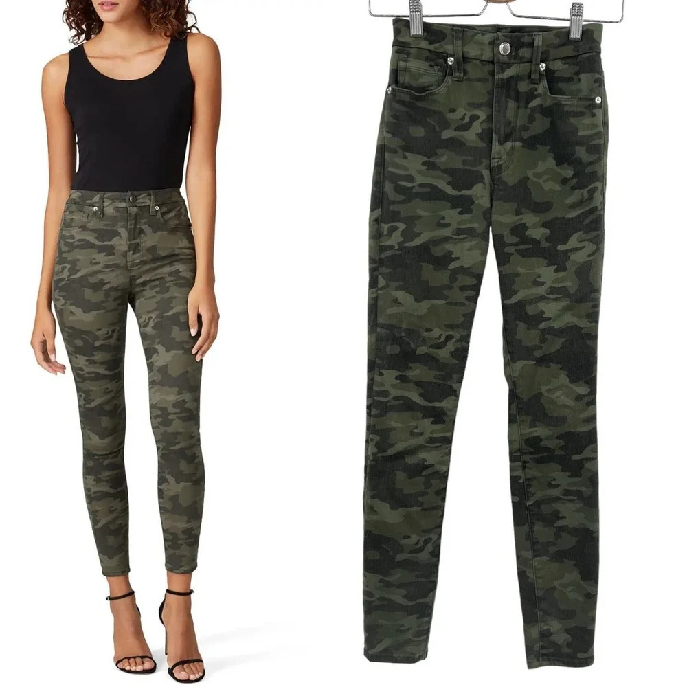 Good American Good‎ Waist Skinny Jeans in Camo Print Size 00 / 24